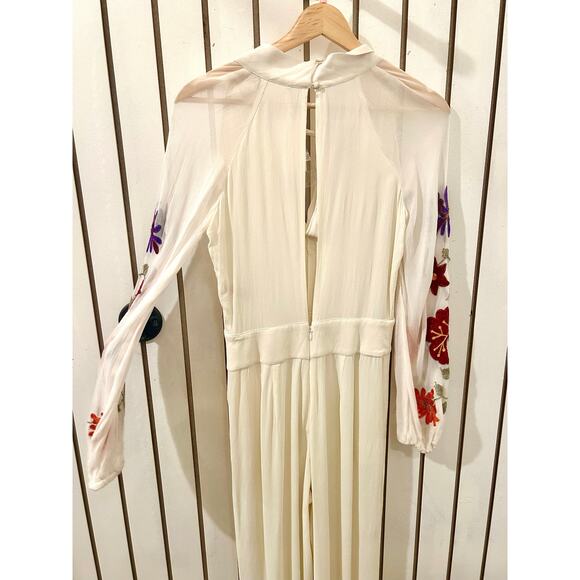 Free People Cream Embroidered Long Sleeve Jumpsuit - Picture 7 of 8